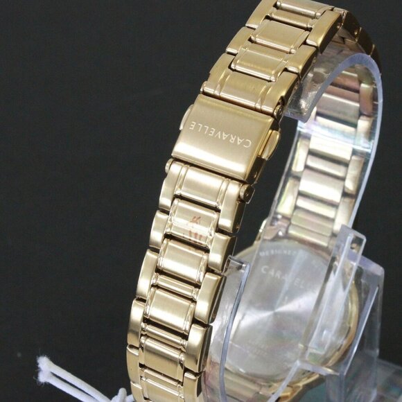 Caravelle Ladies Casual Watch By Bulova Diamond Accents Gold Tone 30mm - Picture 11 of 13